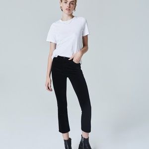 AG Jeans THE JODI HIGH-RISE SLIM FLARE CROP IN SUPER BLACK
